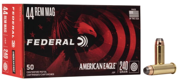 opplanet federal premium american eagle pistol ammo 44 magnum jacketed soft point 240 grain 50 rounds ae44b main