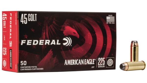 opplanet federal premium american eagle pistol ammo 45 colt jacketed soft point 225 grain 50 rounds ae45lc main