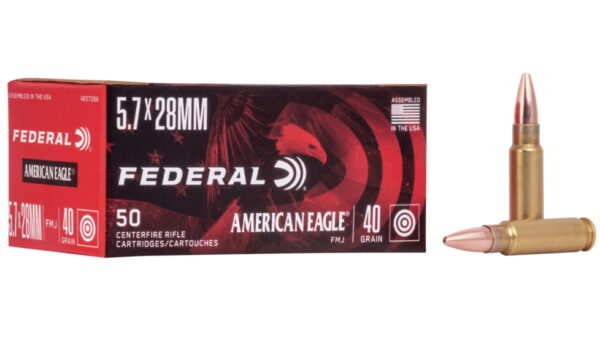 opplanet federal premium american eagle pistol ammo 5 7x28mm full metal jacket 40 grain 50 rounds ae5728a main