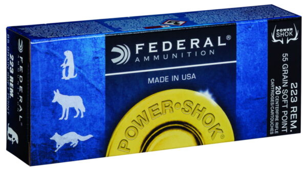 opplanet federal premium power shok rifle ammo 223 remington jacketed soft point 55 grain 20 rounds 223a main