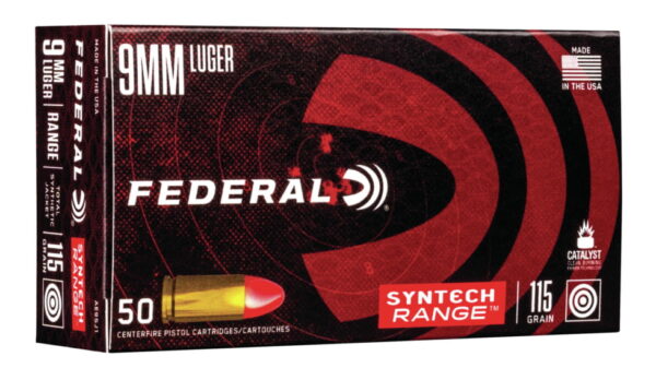 opplanet federal premium syntech range pistol ammo 9mm luger syntech total synthetic jacket 115 grain 50 rounds ae9sj1 main 2