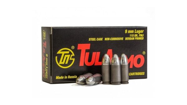 opplanet tulammo ammunition 9mm luger 115 grain full metal jacket steel case 50 rounds ta919150 main